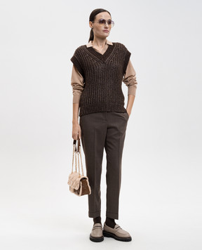 Peserico Beige wool pullover with polo collar S99426F1809770