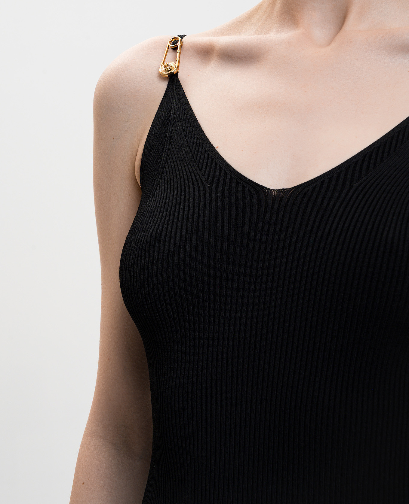 

Black midi dress with slit Versace