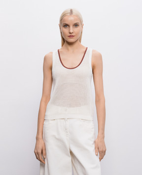 Brunello Cucinelli Ivory openwork top M19225720