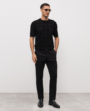 Dolce&Gabbana Black silk T-shirt with logo pattern GXX03TJBSOC