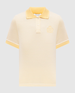 Sporty & Rich NY Crest Prep Yellow Striped Polo with Embroidered Emblem TO10476243YE34