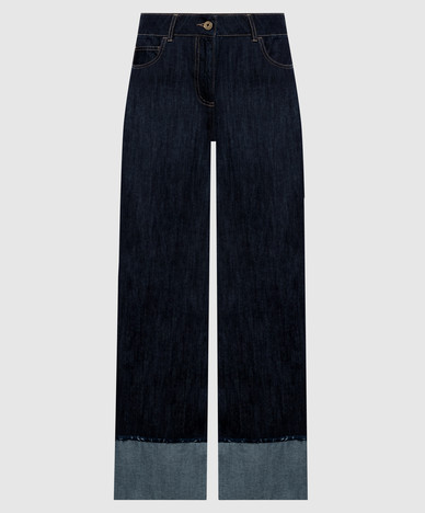 Jeans blu con risvolto