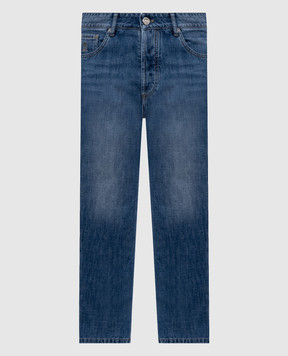 Brunello Cucinelli Blue jeans with embroidered emblem M0Z37D3210
