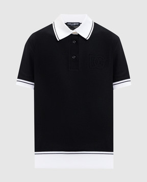 Dolce&Gabbana Black polo shirt with monogram patch F8V33ZGDDMH