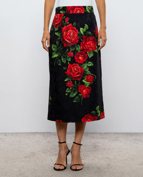 Dolce&Gabbana Black skirt with printed silk F4CS8TFSTB4