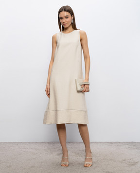 Peserico Beige dress with linen S0246705435