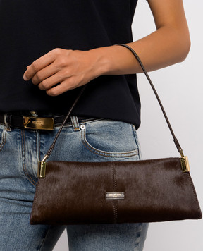 Balmain Brown leather trapezoid bag 64-83 HN0AE095LPOH