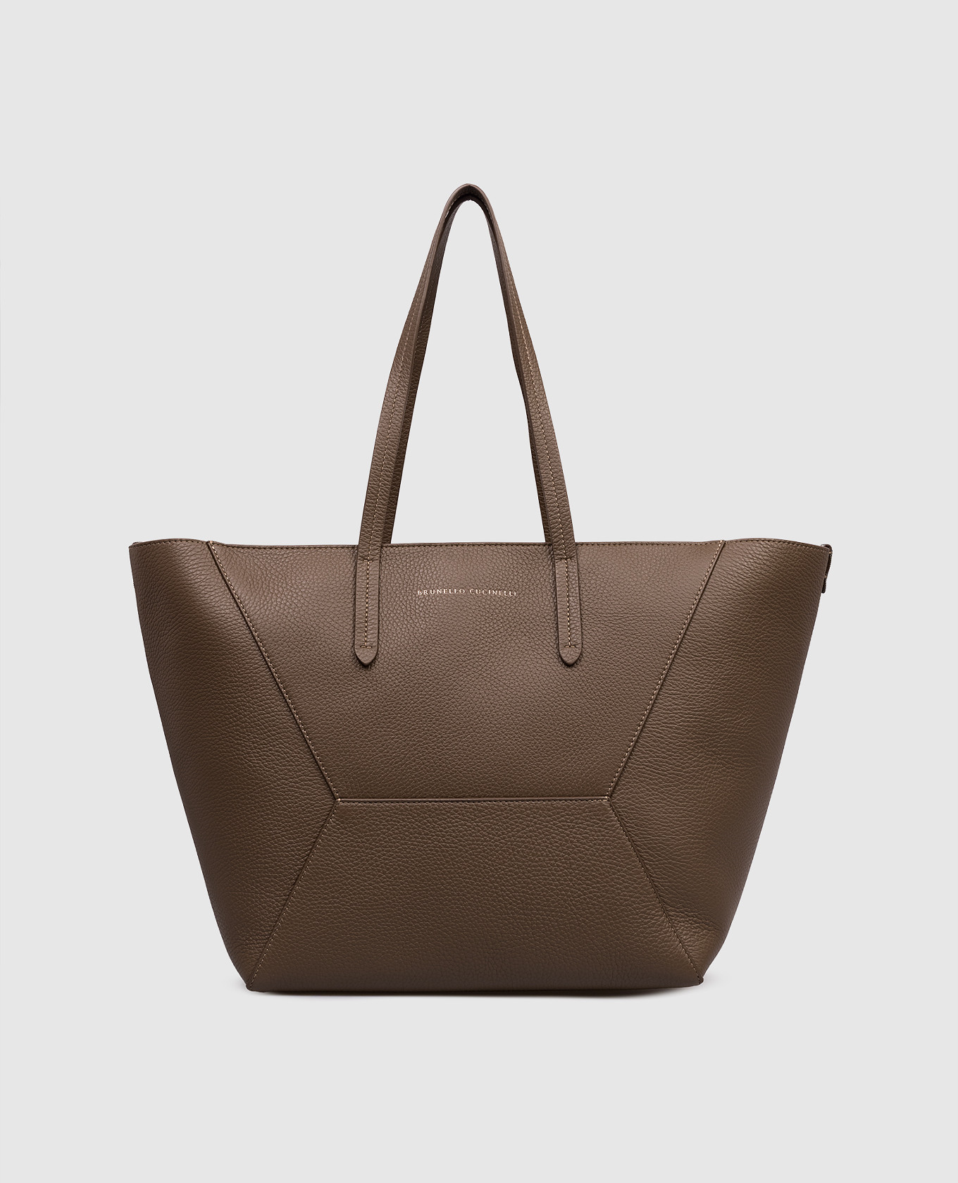 

Brown leather tote bag with logo print Brunello Cucinelli
