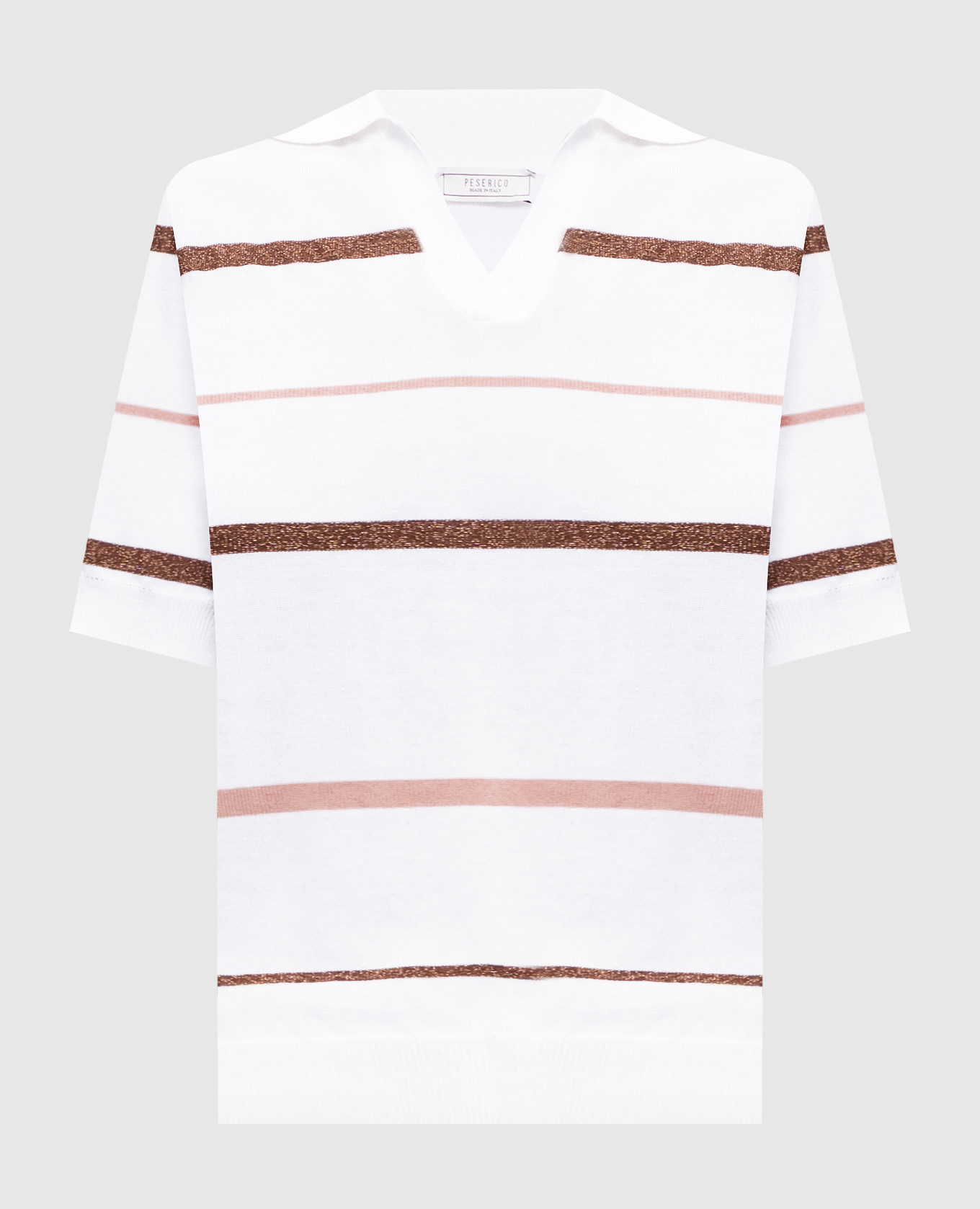 

White striped polo with lurex Peserico