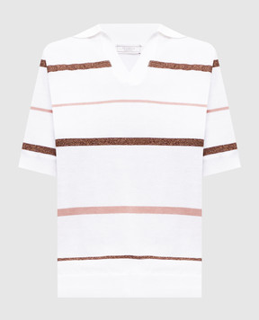 Peserico White striped polo with lurex A99092F149173M