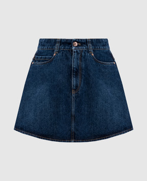 Brunello Cucinelli Blue denim mini skirt with monil chain MA095G3988