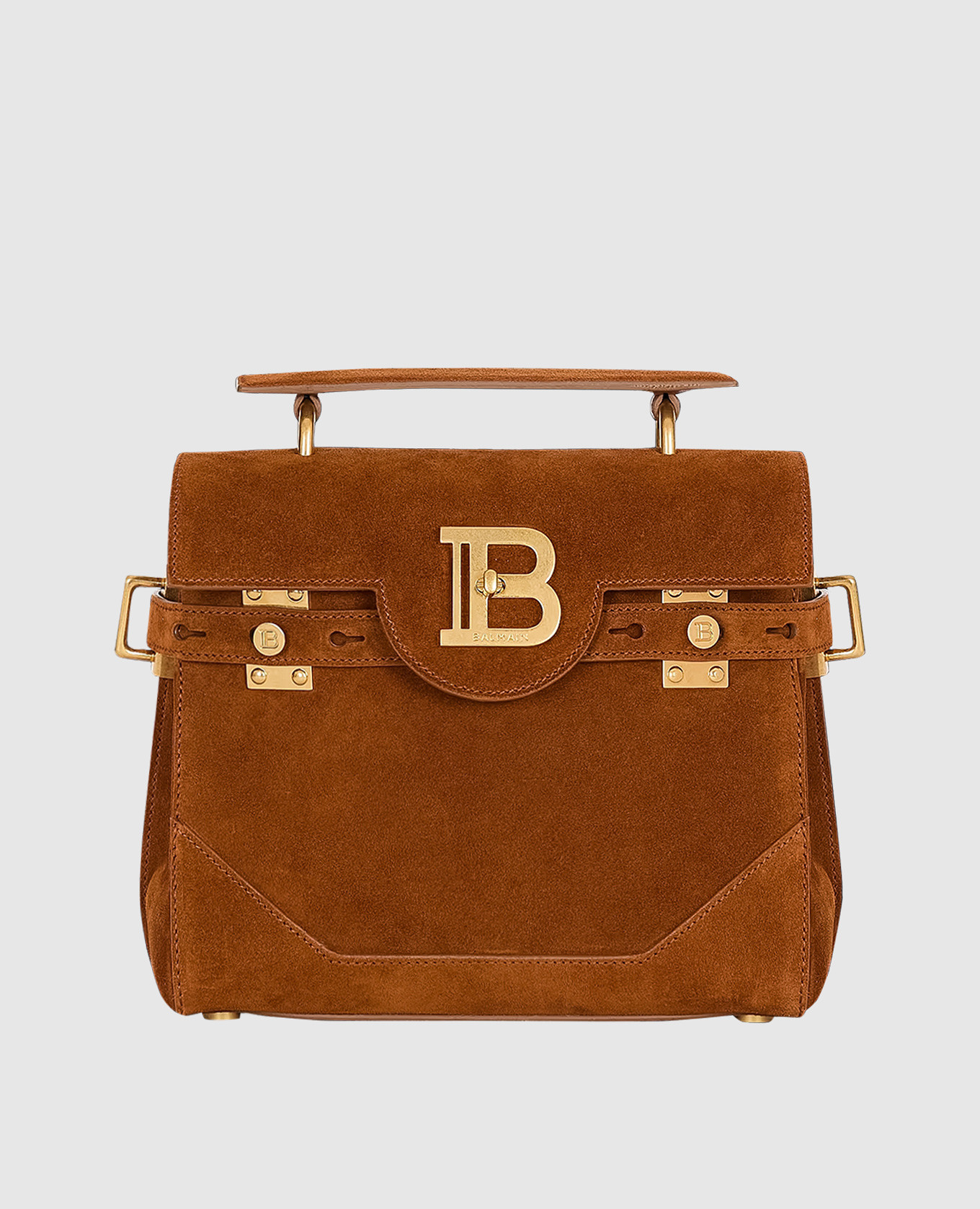 

Brown suede satchel bag B-Buzz 23 Balmain