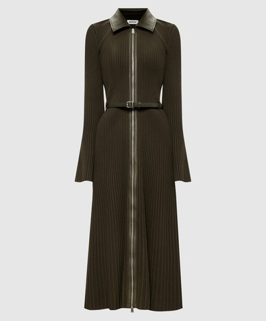Ismelle green ribbed midi dress