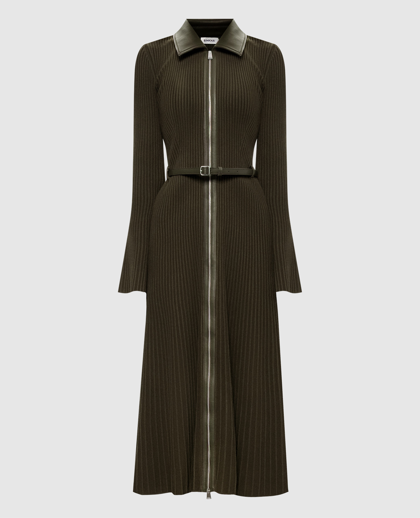 Ismelle green ribbed midi dress
