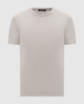 Tom Ford Grey melange T-shirt with logo patch T4M081040