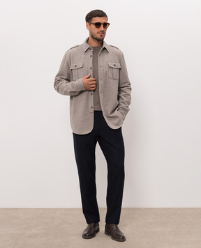 Sease Brown wool long sleeve shirt LR040TJ014