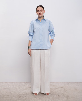 Peserico Blue shirt with a monil chain A0683901979
