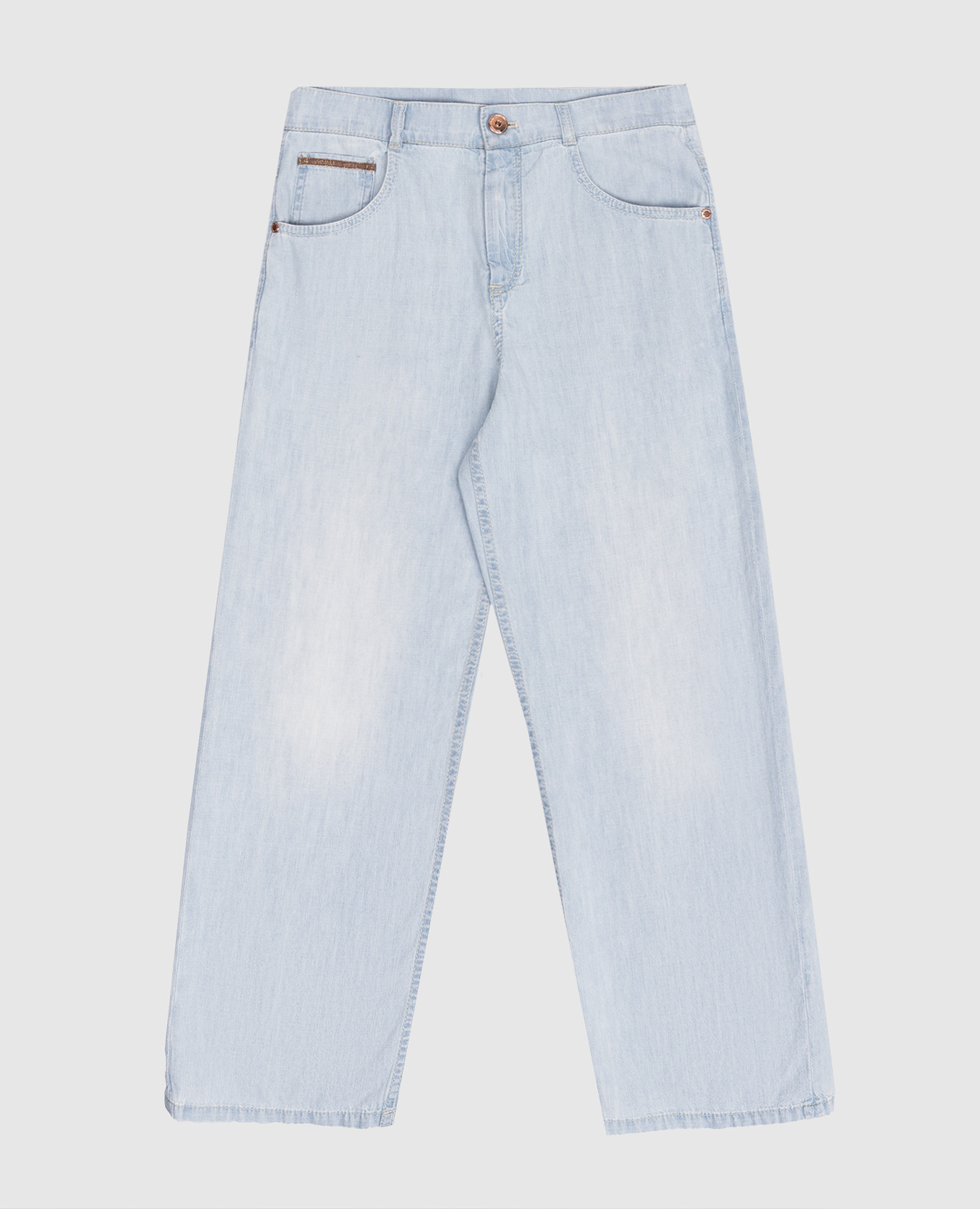 

Children's blue jeans with a monil chain Brunello Cucinelli, Light blue