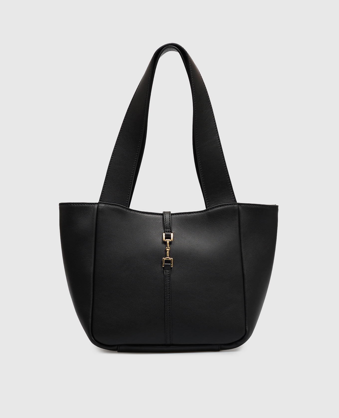 Black leather tote bag