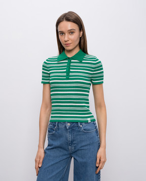 Simkhai Averie green striped polo shirt 2262215K