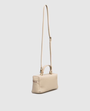 Christian Villa Beige leather cross-body bag with logo print 06454