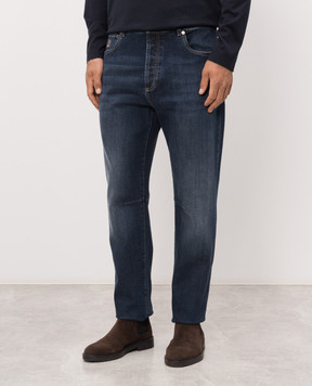 Brunello Cucinelli Blue jeans with logo patch M283PX1290