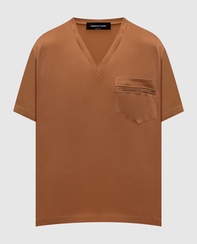 Fabiana Filippi Brown blouse with monil chain TPD266F283L780