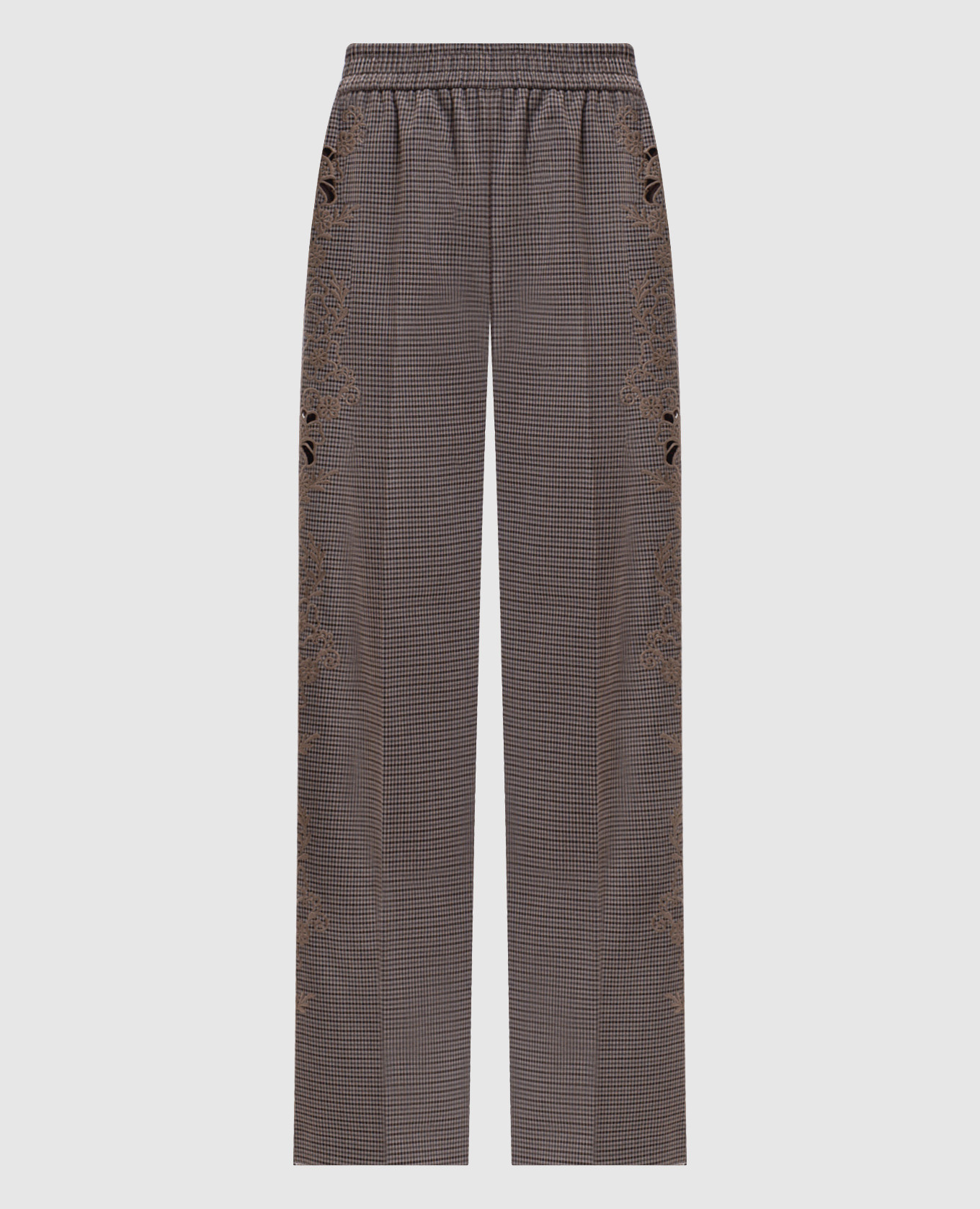 Brown wool trousers with embroidery Twinset