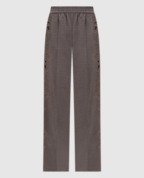 Twinset Brown wool trousers with embroidery 262TP2631