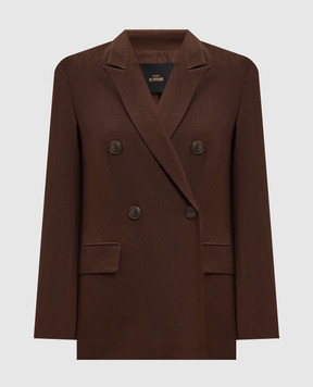 Twinset Brown double-breasted jacket with linen 261AP2323