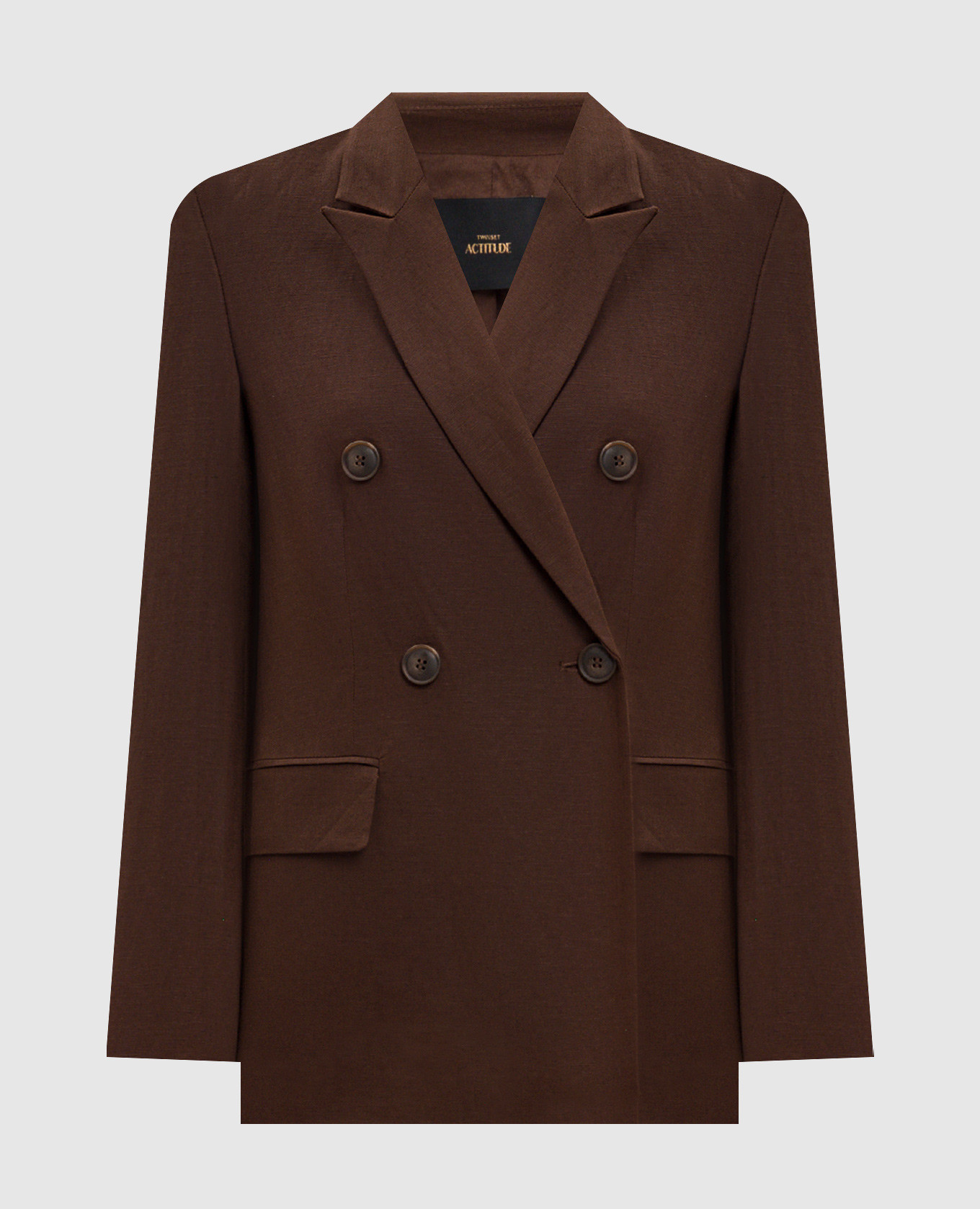 Brown double-breasted jacket with linen