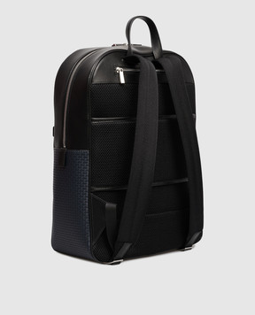 Serapian Blue leather backpack with monogram embossing SRSTSMLL700631DC20
