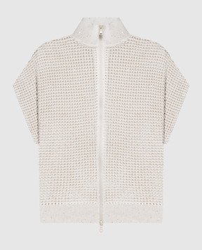 Brunello Cucinelli Beige openwork vest with sequins MDV762136