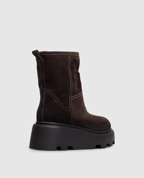 Premiata Brown suede boots with fur M7431CROSTA