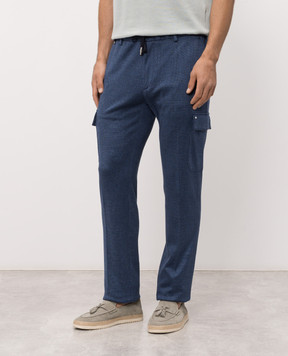 Stefano Ricci Blue cargo pants with linen and silk M1T6100380DN29HA