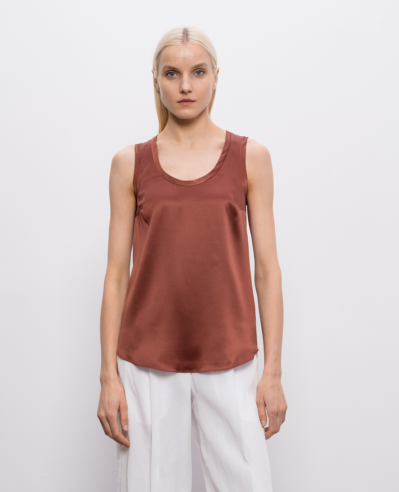 

Terracotta silk top Brunello Cucinelli, Red