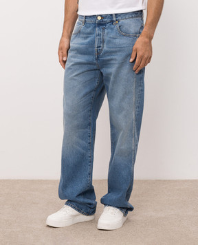 Balmain Blue jeans with logo patch HH1ML138DG26