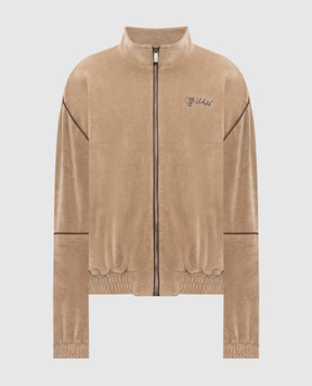 Off-White Beige velvet sports jacket with logo embroidery 44MBD05SF26J001