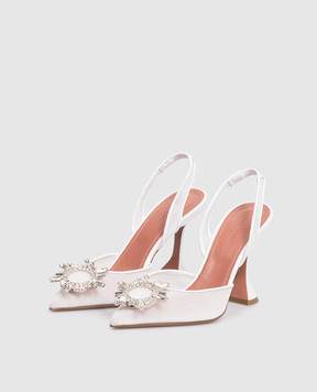 Amina Muaddi Begum white slingbacks with crystals 13S362832BEG