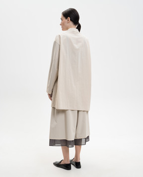Y`S Yamamoto Beige asymmetric jacket YKJ12014