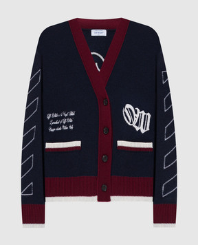 Off-White Blue wool cardigan with logo 2HB04GF25KNI001