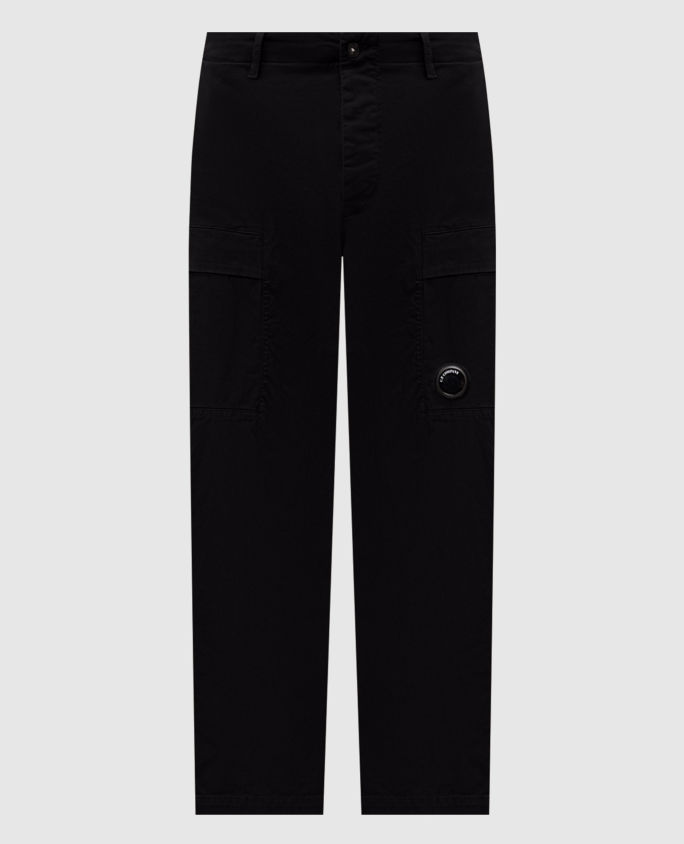 Black cargo pants with logo patch