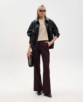 Babe Pay Pls Black leather jacket with drape 2533PUFF
