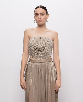 Nissa Beige corset top with crystals and drapery RTOPS16681