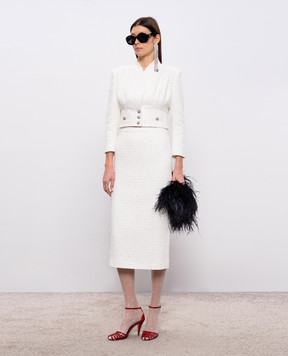 Alessandra Rich White tweed cropped jacket with sequins FABX4326F4702