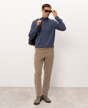 Stefano Ricci Blue wool golf with monogram logo K303025L10F26345