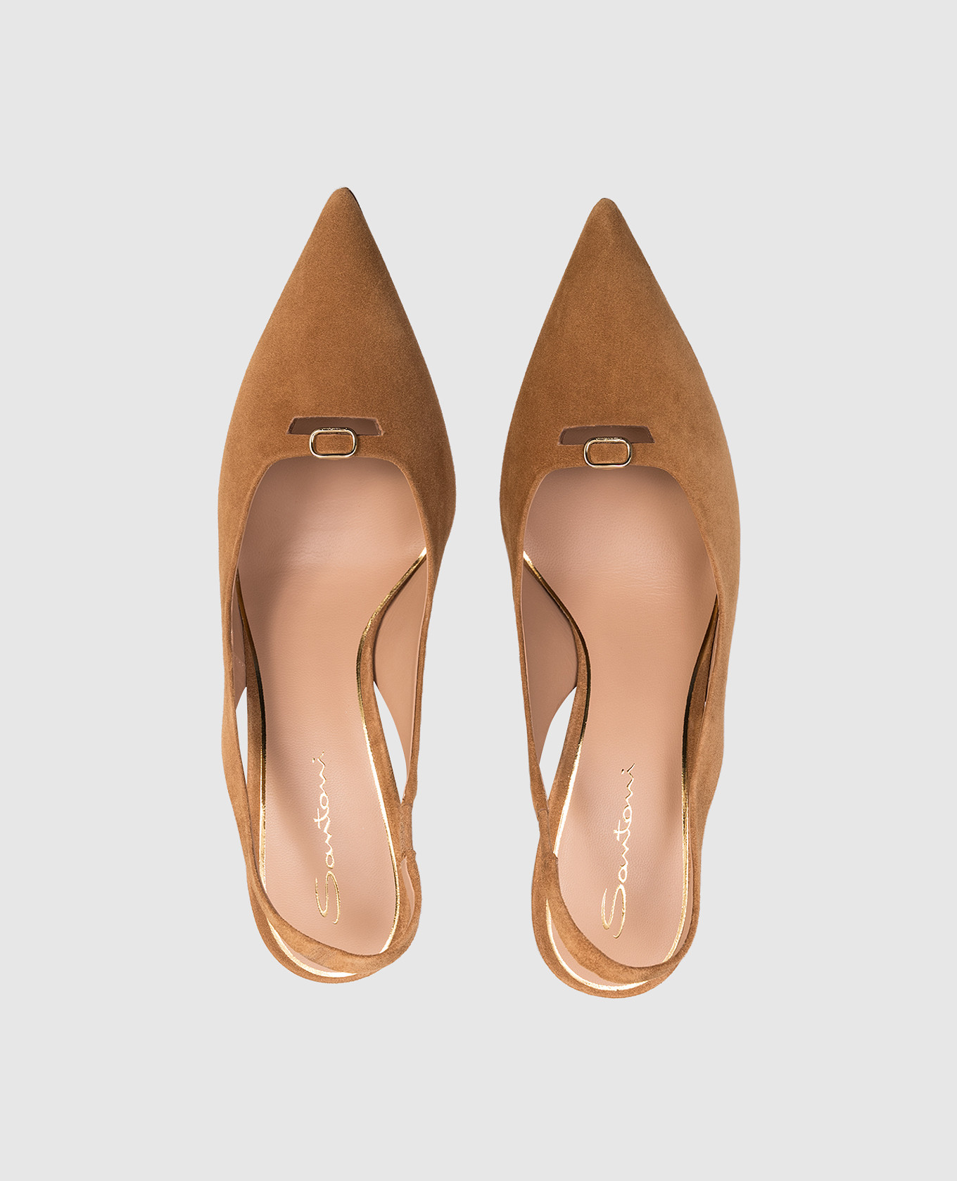 

Brown suede slingbacks with buckle Santoni