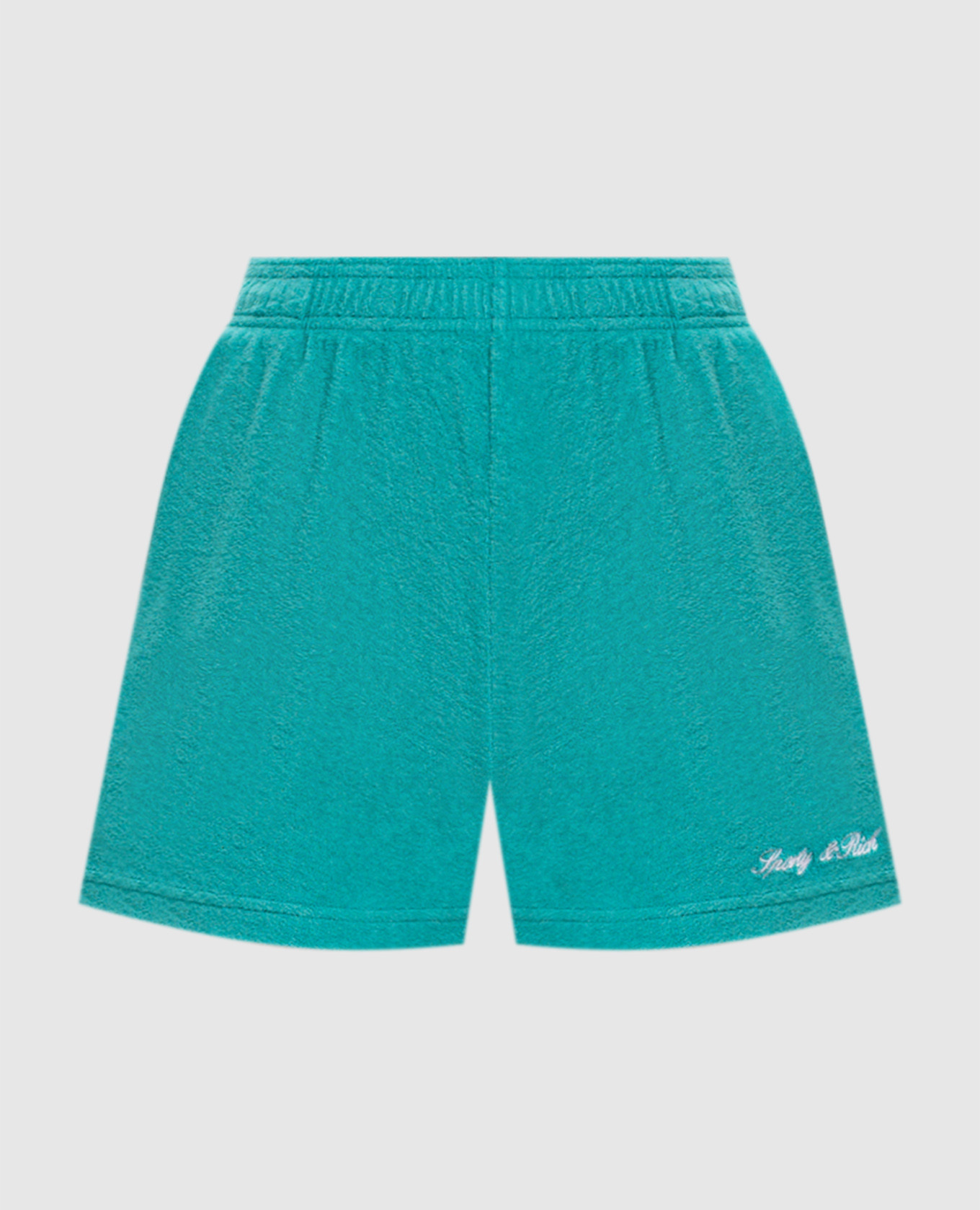 Grüne Frotteeshorts mit Logostickerei