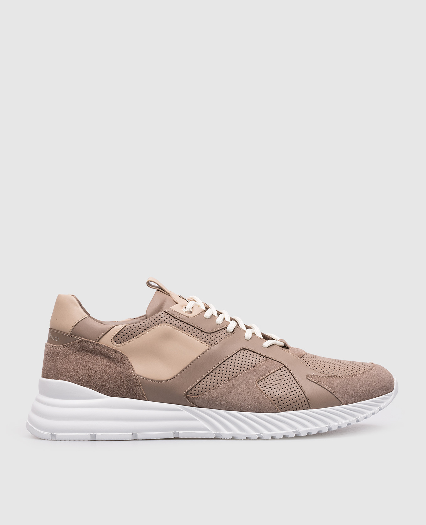 Brown leather sneakers with logo