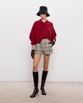 Twinset Burgundy sweater with fringe 262TT3211